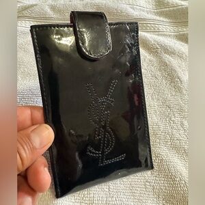 Little SAINT LAURENT case authentic Black cover inside pink with SAINT LAURENT